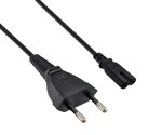 Power cord Euro plug type C to C7, 0,75mm², VDE, black, length 1,80m